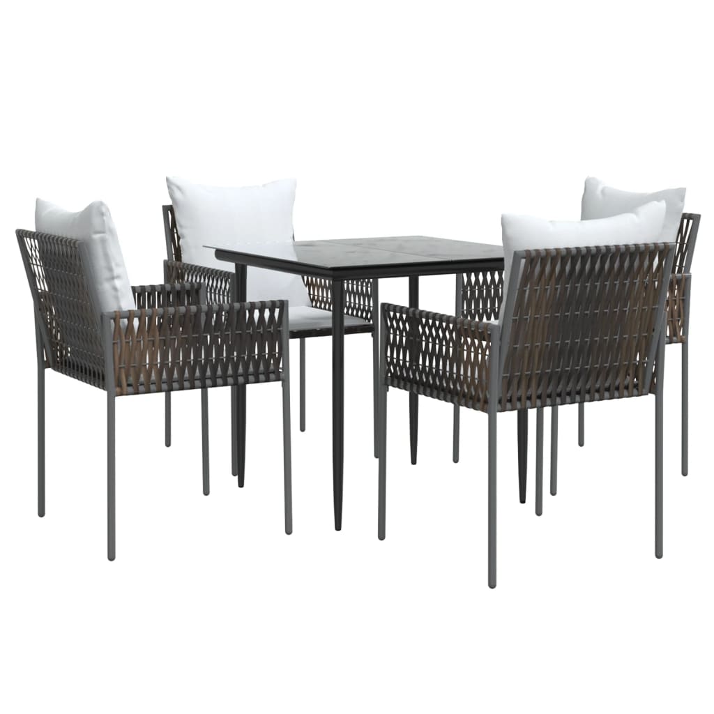 Set Pranzo da Giardino 5pz con Cuscini in Polyrattan e Acciaio - homemem39
