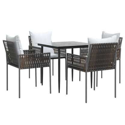Set Pranzo da Giardino 5pz con Cuscini in Polyrattan e Acciaio - homemem39