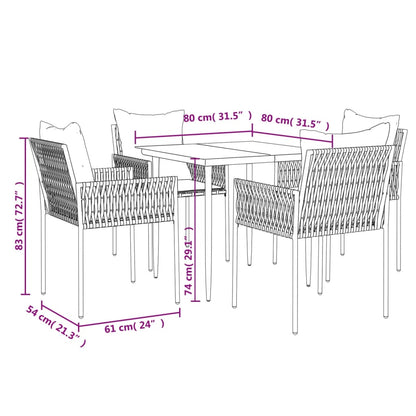 Set Pranzo da Giardino 5pz con Cuscini in Polyrattan e Acciaio | homemem39