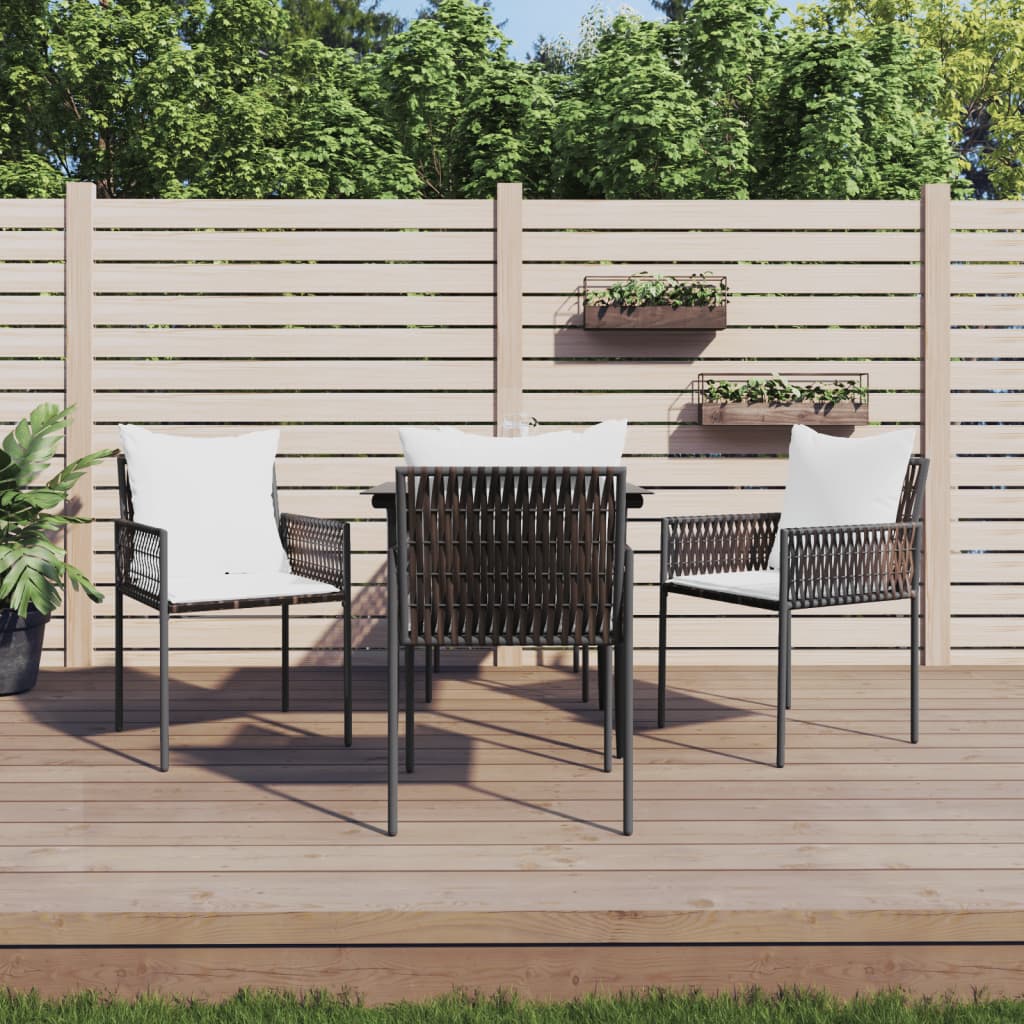 Set Pranzo da Giardino 5pz con Cuscini in Polyrattan e Acciaio - homemem39