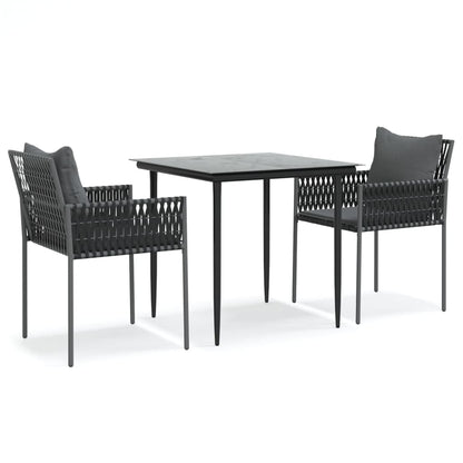 Set Pranzo da Giardino 3pz con Cuscini in Polyrattan e Acciaio - homemem39