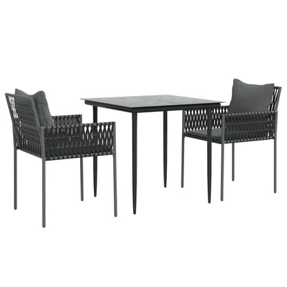 Set Pranzo da Giardino 3pz con Cuscini in Polyrattan e Acciaio - homemem39