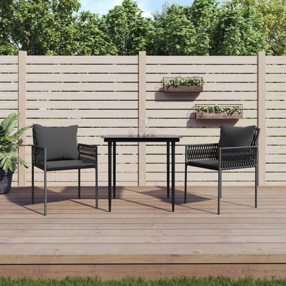 Set Pranzo da Giardino 3pz con Cuscini in Polyrattan e Acciaio - homemem39