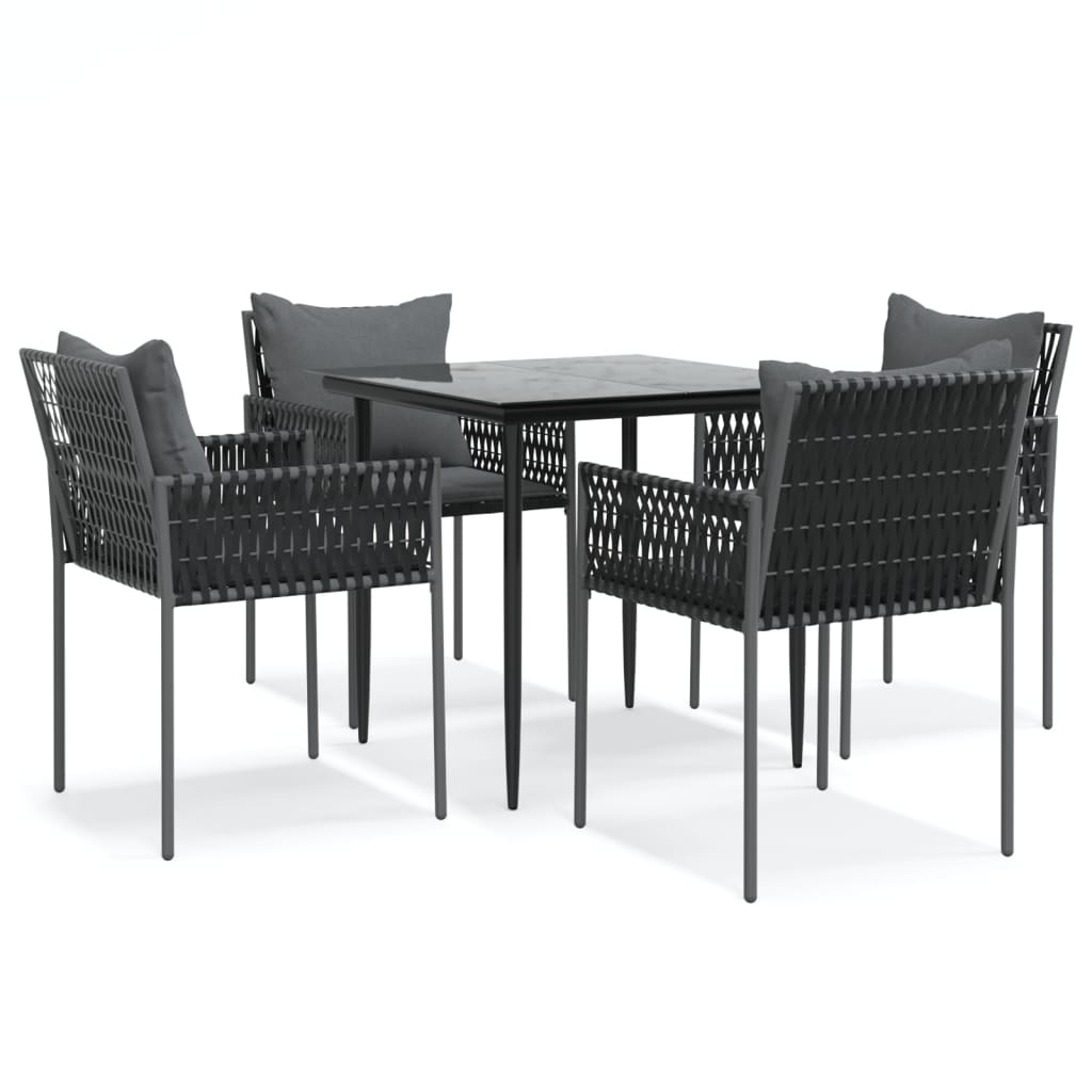 Set Pranzo da Giardino 5pz con Cuscini in Polyrattan e Acciaio | homemem39