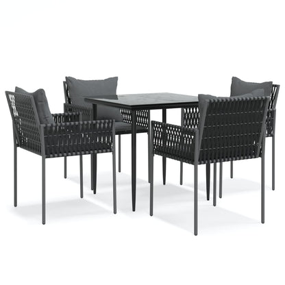 Set Pranzo da Giardino 5pz con Cuscini in Polyrattan e Acciaio | homemem39