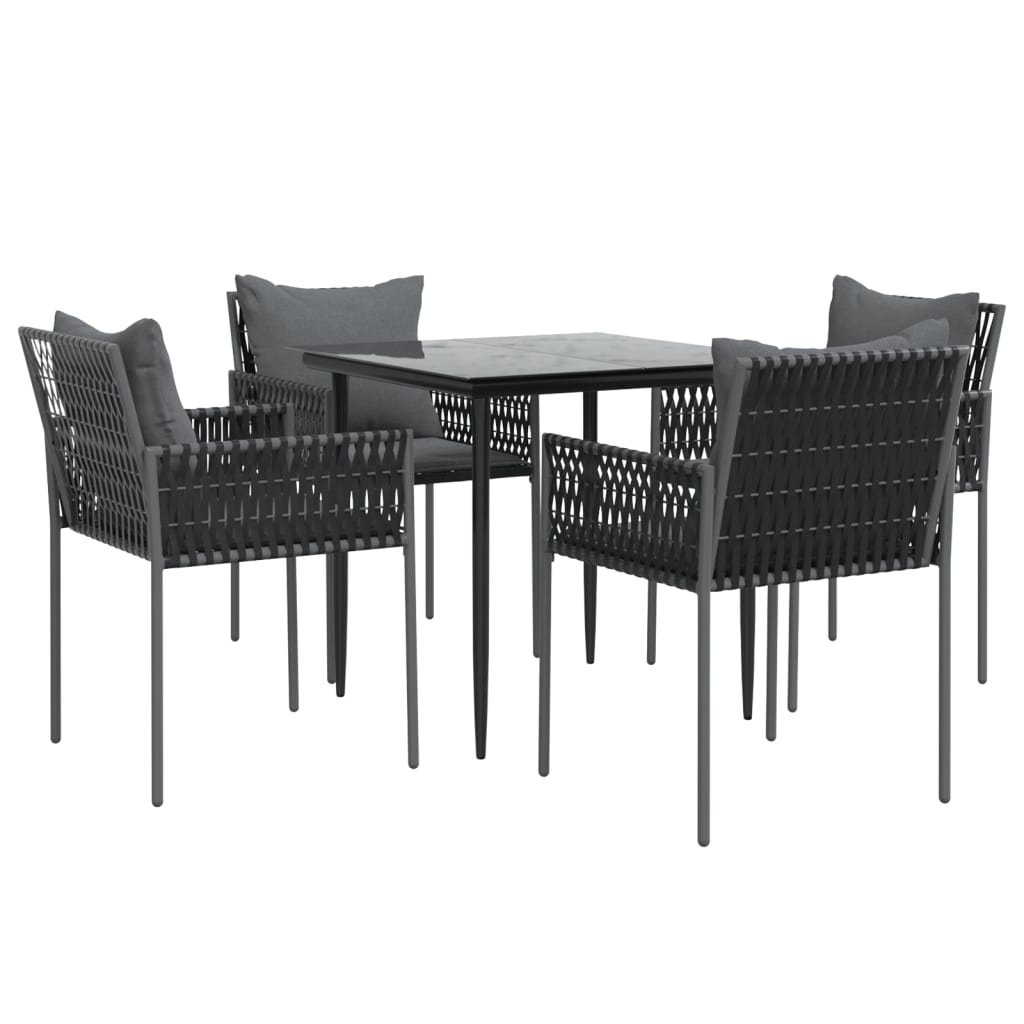 Set Pranzo da Giardino 5pz con Cuscini in Polyrattan e Acciaio - homemem39