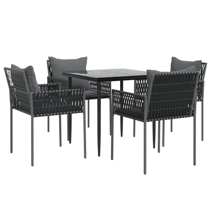 Set Pranzo da Giardino 5pz con Cuscini in Polyrattan e Acciaio - homemem39