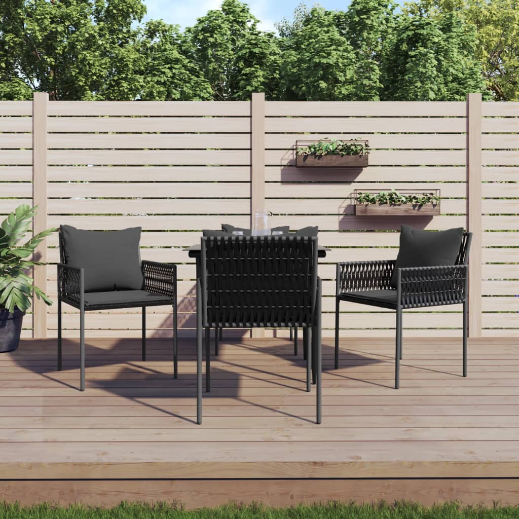 Set Pranzo da Giardino 5pz con Cuscini in Polyrattan e Acciaio | homemem39
