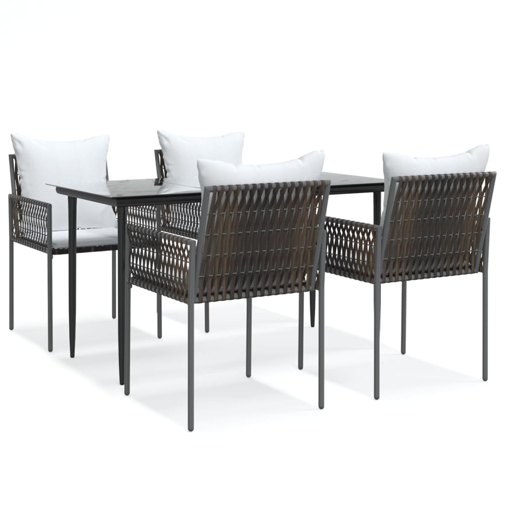 Set Pranzo da Giardino 5pz con Cuscini in Polyrattan e Acciaio | homemem39
