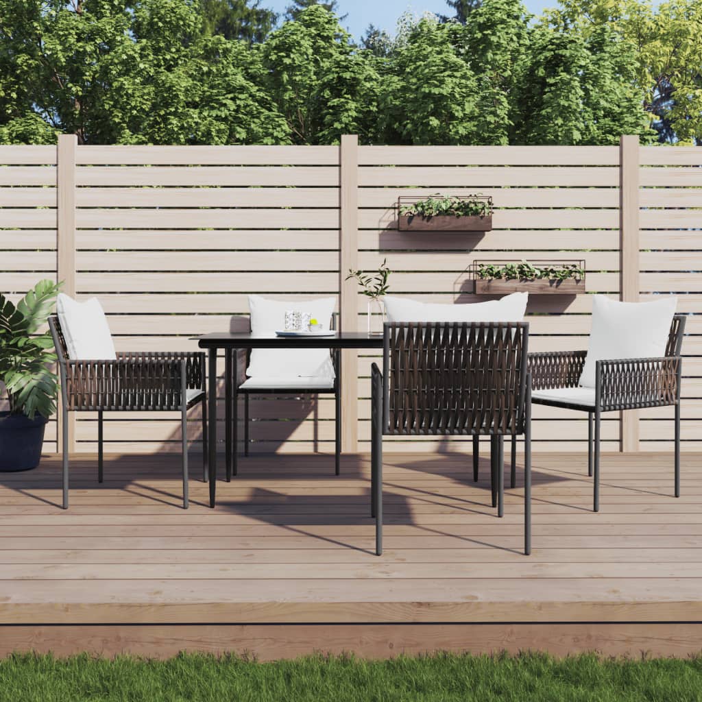 Set Pranzo da Giardino 5pz con Cuscini in Polyrattan e Acciaio | homemem39