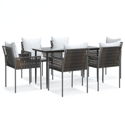 Set Pranzo da Giardino 7 pz con Cuscini in Polyrattan e Acciaio - homemem39