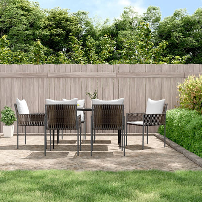 Set Pranzo da Giardino 7 pz con Cuscini in Polyrattan e Acciaio | homemem39