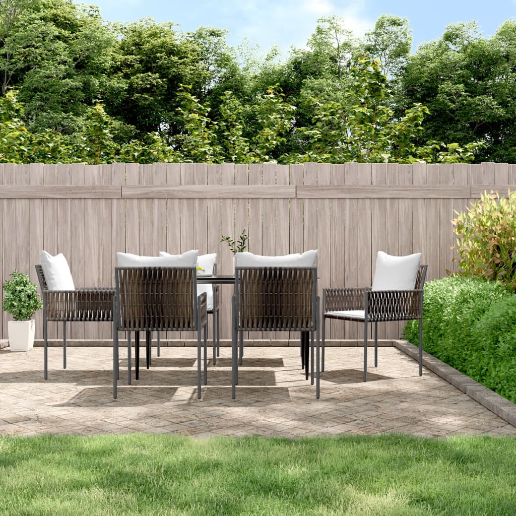 Set Pranzo da Giardino 7 pz con Cuscini in Polyrattan e Acciaio - homemem39