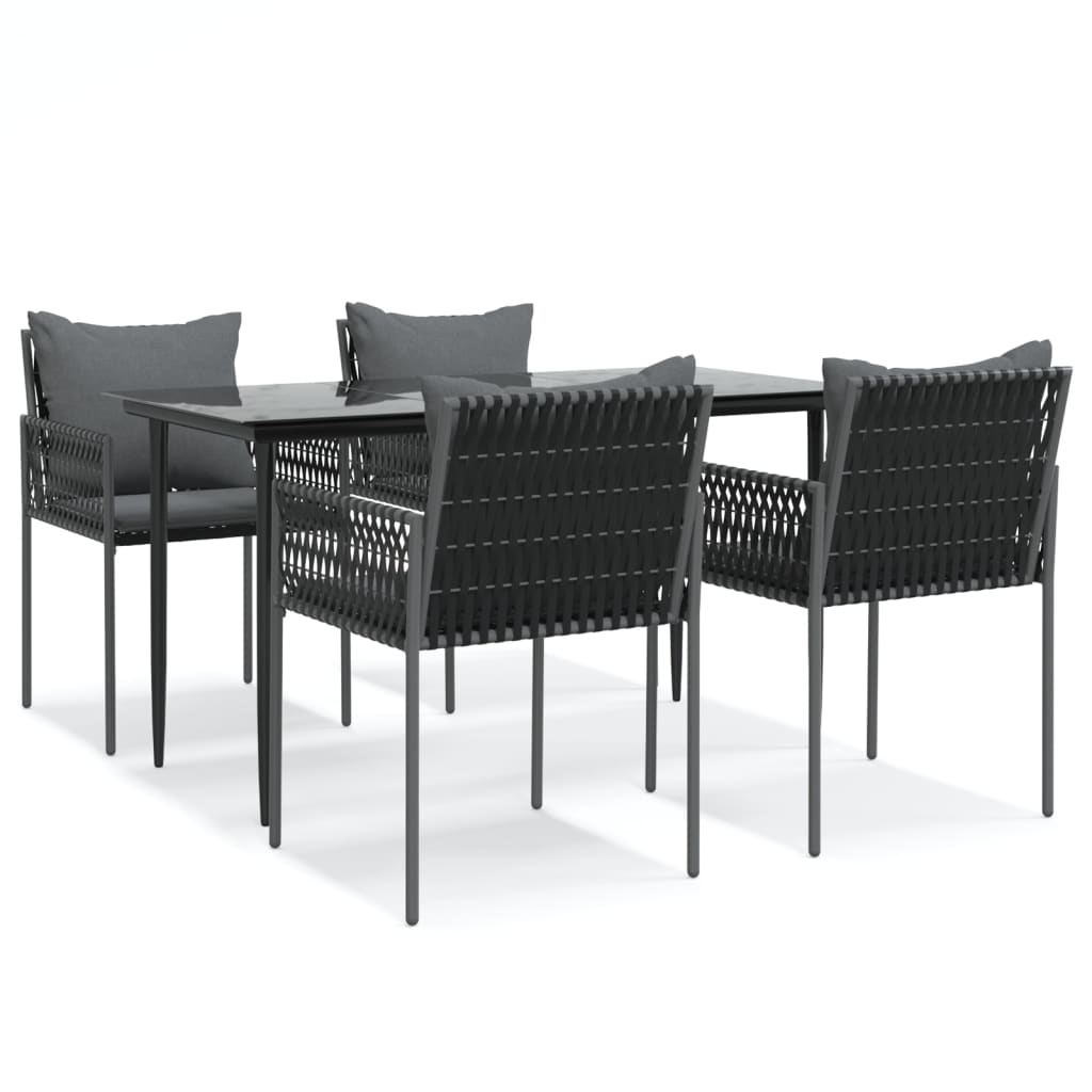 Set Pranzo da Giardino 5pz con Cuscini in Polyrattan e Acciaio | homemem39