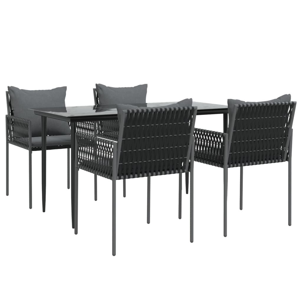 Set Pranzo da Giardino 5pz con Cuscini in Polyrattan e Acciaio | homemem39
