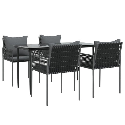 Set Pranzo da Giardino 5pz con Cuscini in Polyrattan e Acciaio | homemem39