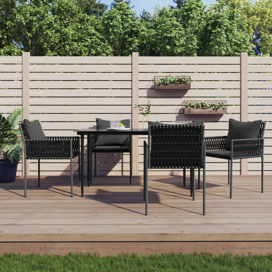 Set Pranzo da Giardino 5pz con Cuscini in Polyrattan e Acciaio - homemem39