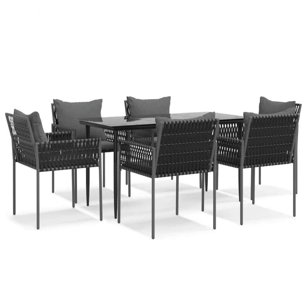 Set Pranzo da Giardino 7 pz con Cuscini in Polyrattan e Acciaio | homemem39