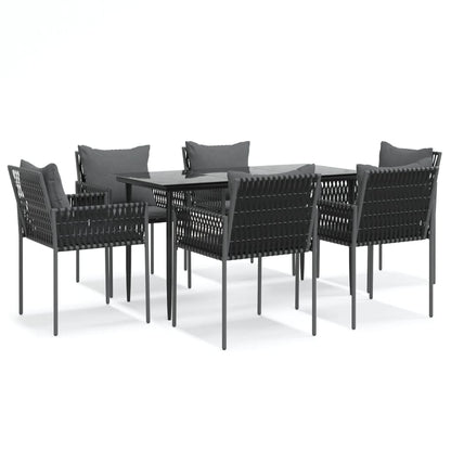 Set Pranzo da Giardino 7 pz con Cuscini in Polyrattan e Acciaio | homemem39