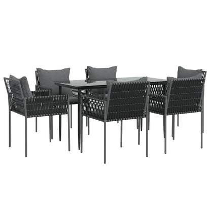 Set Pranzo da Giardino 7 pz con Cuscini in Polyrattan e Acciaio - homemem39
