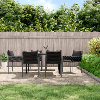Set Pranzo da Giardino 7 pz con Cuscini in Polyrattan e Acciaio | homemem39