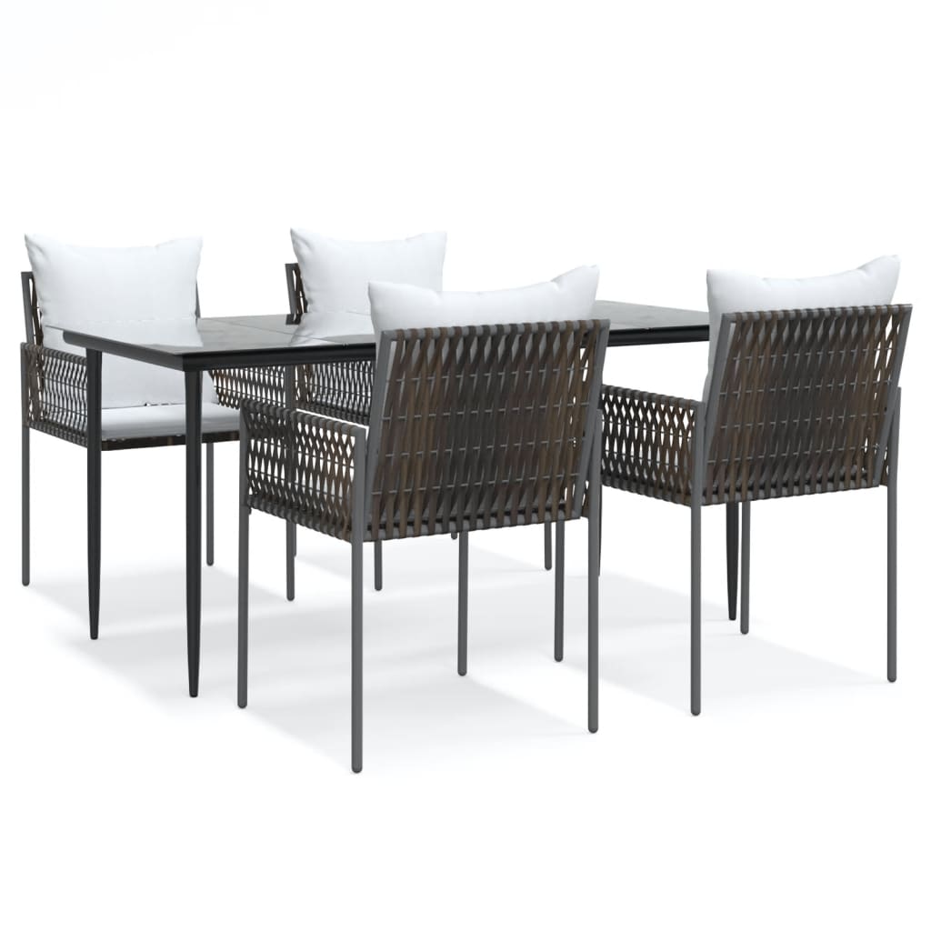 Set Pranzo da Giardino 5pz con Cuscini in Polyrattan e Acciaio | homemem39