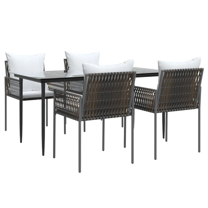 Set Pranzo da Giardino 5pz con Cuscini in Polyrattan e Acciaio - homemem39