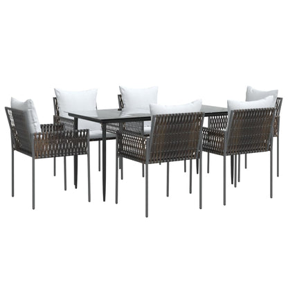Set Pranzo da Giardino 7 pz con Cuscini in Polyrattan e Acciaio | homemem39