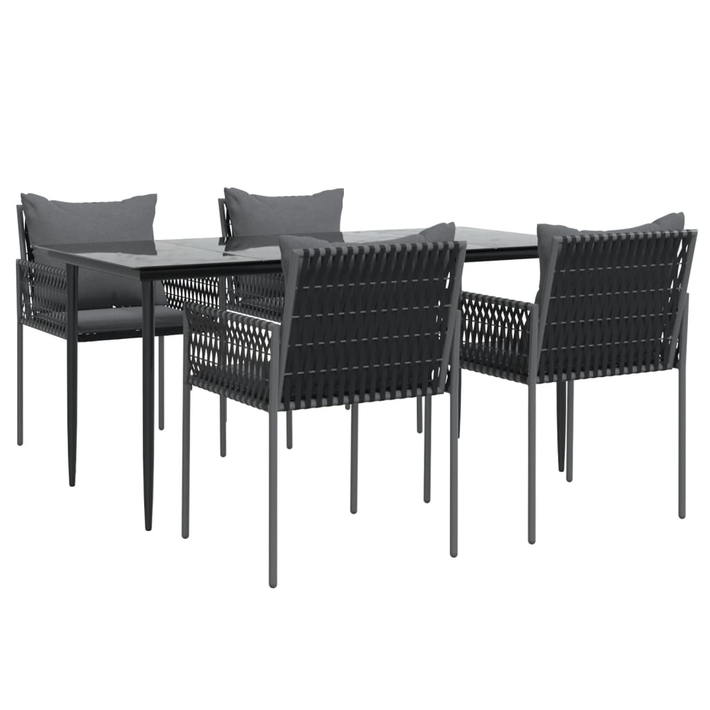 Set Pranzo da Giardino 5pz con Cuscini in Polyrattan e Acciaio | homemem39