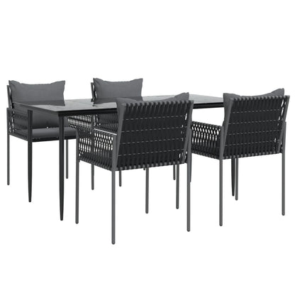 Set Pranzo da Giardino 5pz con Cuscini in Polyrattan e Acciaio | homemem39