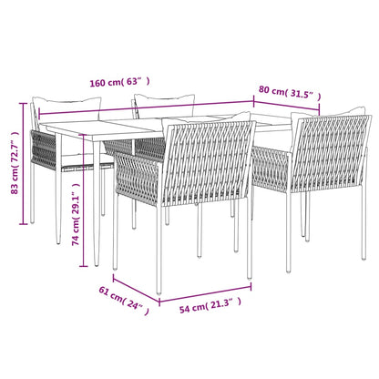 Set Pranzo da Giardino 5pz con Cuscini in Polyrattan e Acciaio | homemem39