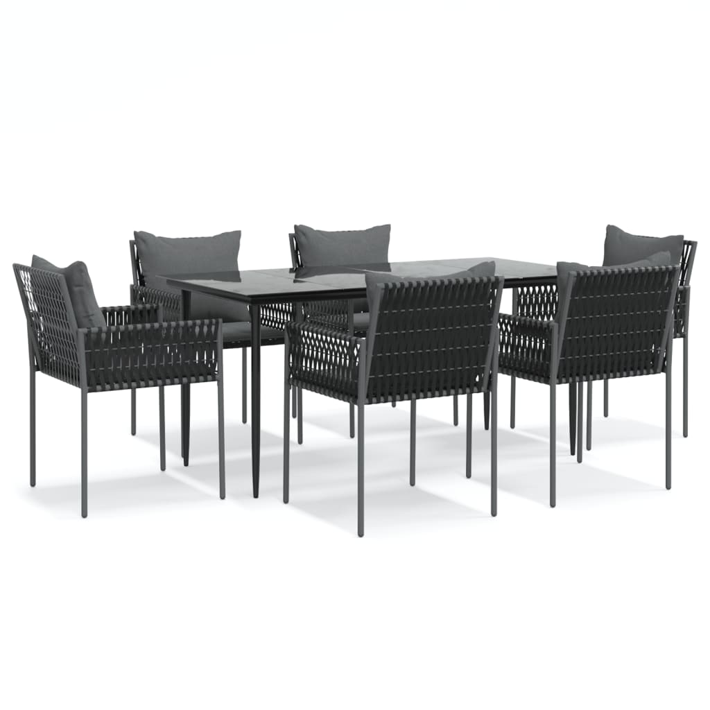 Set Pranzo da Giardino 7 pz con Cuscini in Polyrattan e Acciaio | homemem39