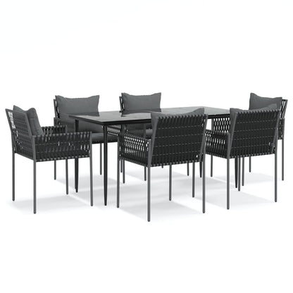 Set Pranzo da Giardino 7 pz con Cuscini in Polyrattan e Acciaio | homemem39