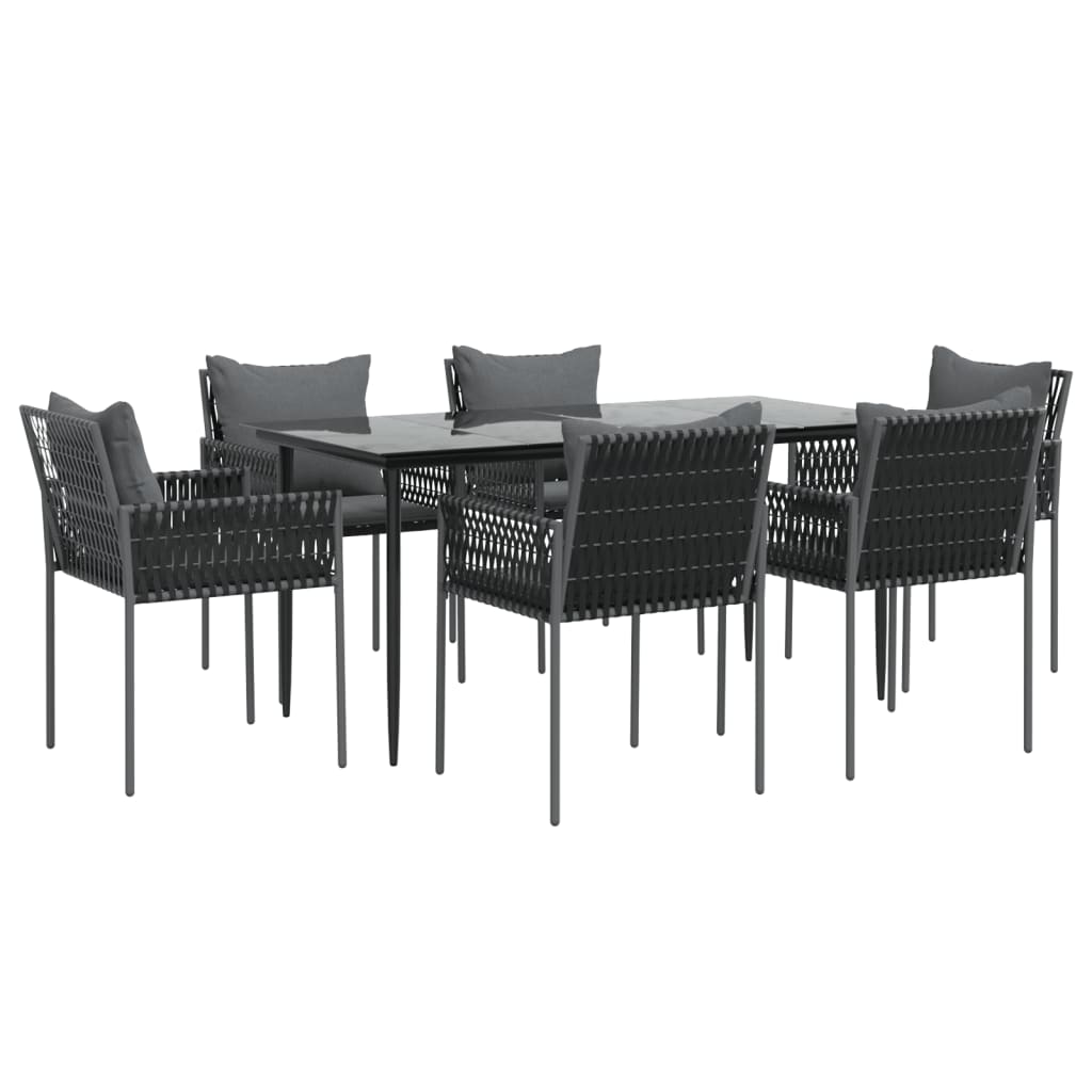 Set Pranzo da Giardino 7 pz con Cuscini in Polyrattan e Acciaio | homemem39