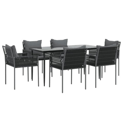 Set Pranzo da Giardino 7 pz con Cuscini in Polyrattan e Acciaio | homemem39