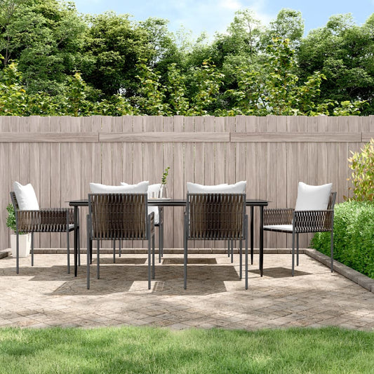 Set Pranzo da Giardino 7 pz con Cuscini in Polyrattan e Acciaio - homemem39