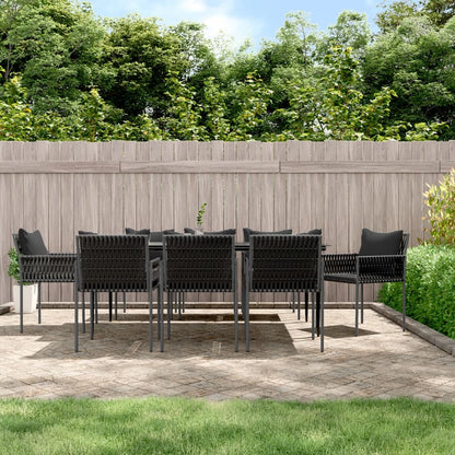 Set Pranzo da Giardino 9 pz con Cuscini in Polyrattan e Acciaio - homemem39