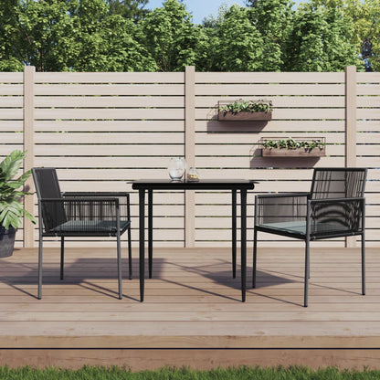 Set Pranzo Giardino 3 pz con Cuscini Polyrattan e Acciaio Nero | homemem39