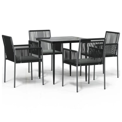 Set Pranzo Giardino 5 pz con Cuscini Polyrattan e Acciaio Nero | homemem39