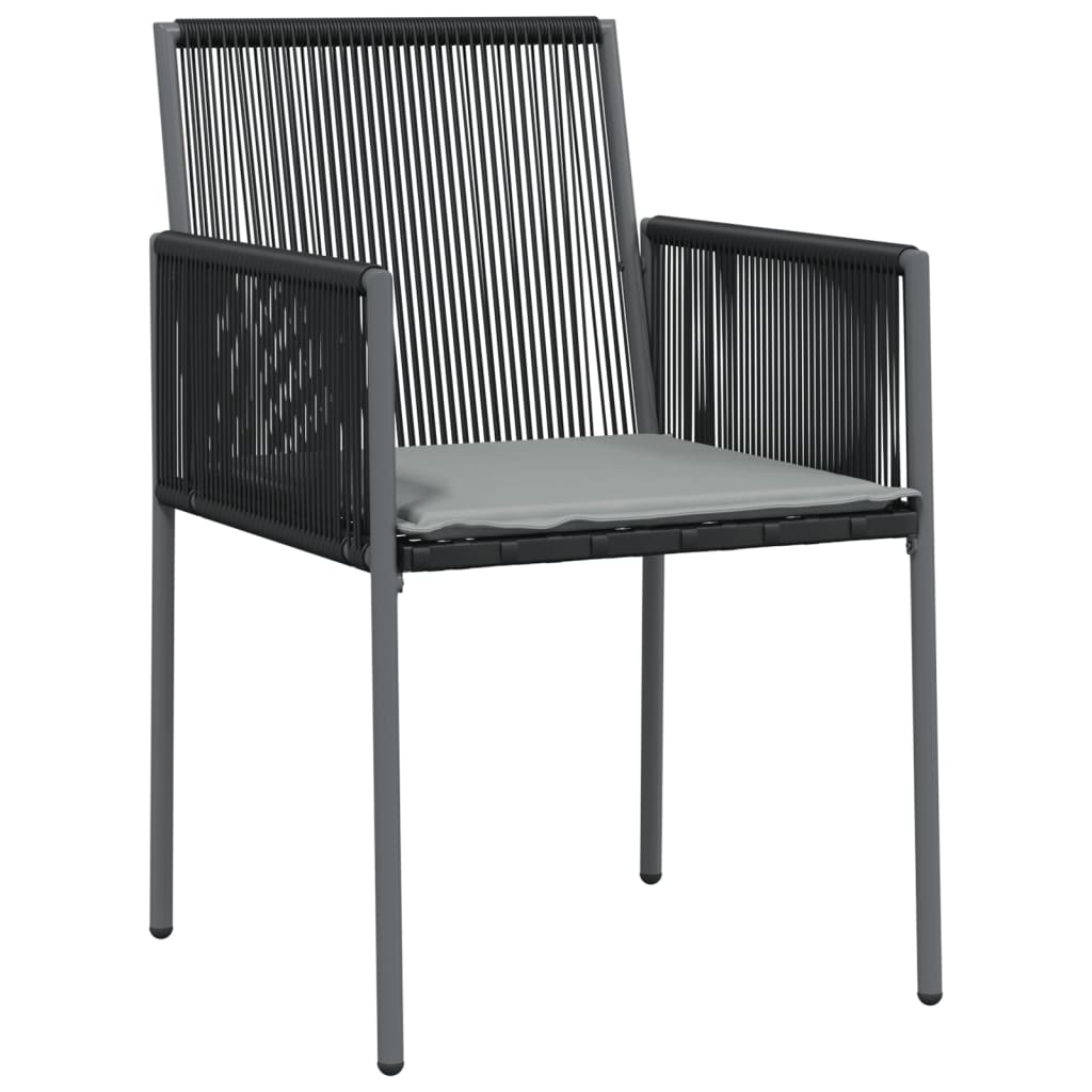 Set Pranzo Giardino 5 pz con Cuscini Polyrattan e Acciaio Nero | homemem39