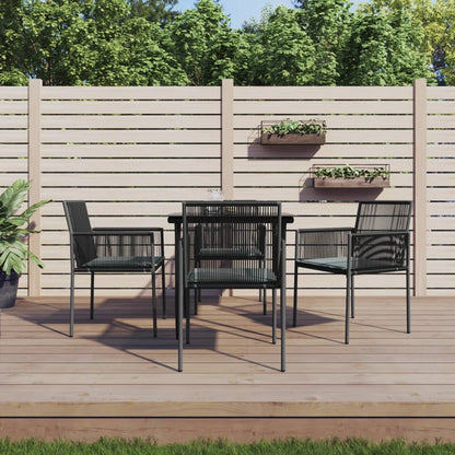 Set Pranzo Giardino 5 pz con Cuscini Polyrattan e Acciaio Nero | homemem39
