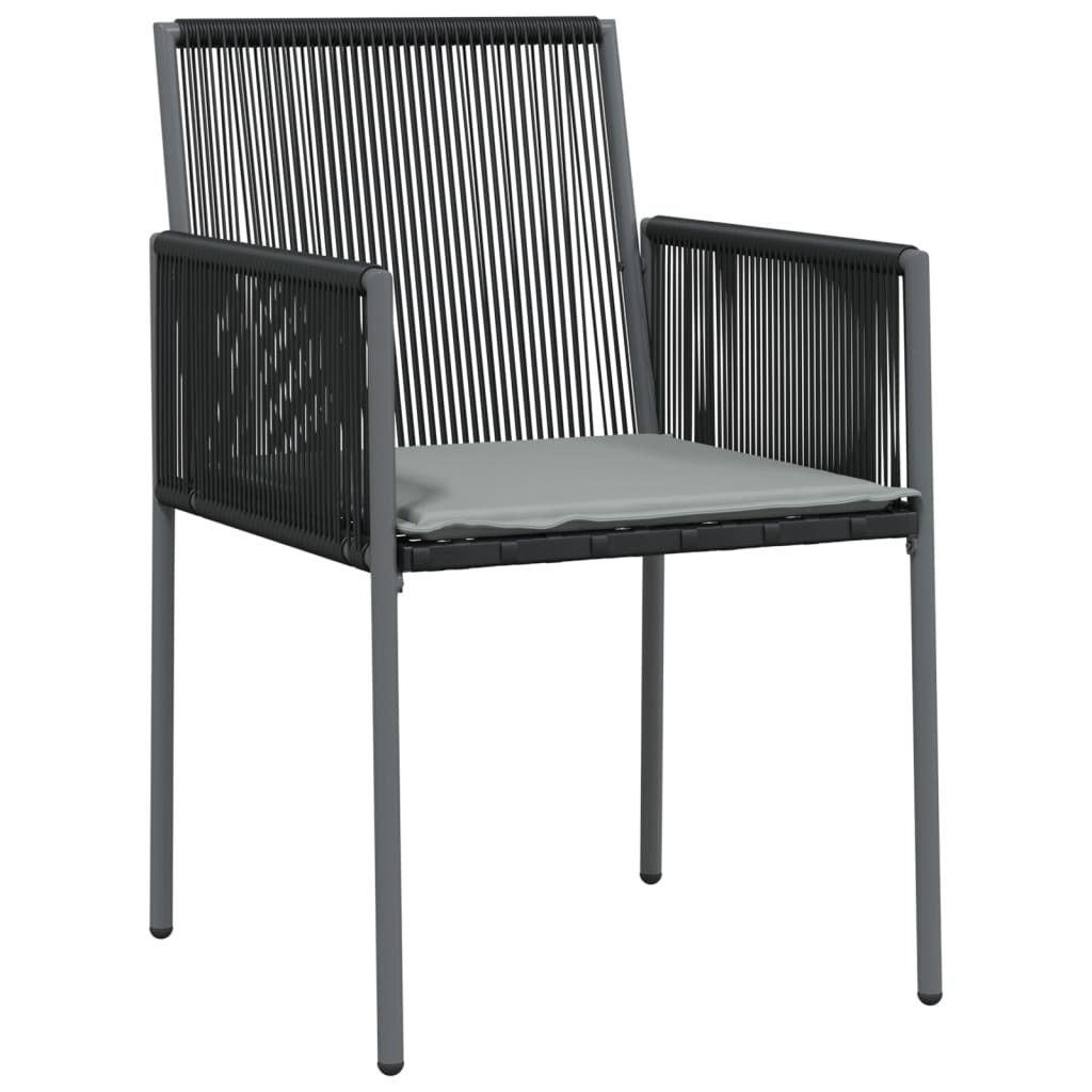 Set Pranzo Giardino 7 pz con Cuscini Polyrattan e Acciaio Nero | homemem39