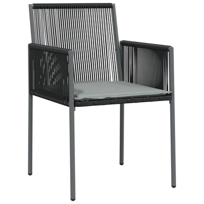 Set Pranzo Giardino 7 pz con Cuscini Polyrattan e Acciaio Nero | homemem39