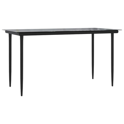 Set Pranzo Giardino 7 pz con Cuscini Polyrattan e Acciaio Nero | homemem39