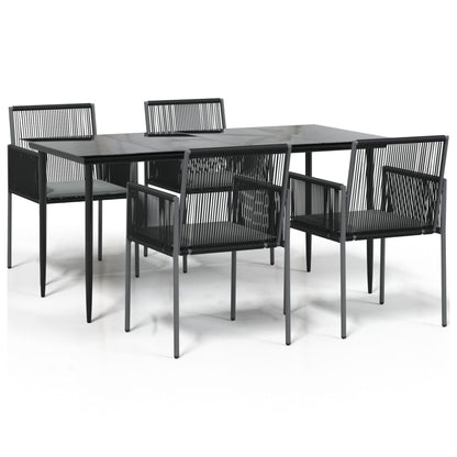 Set Pranzo Giardino 5 pz con Cuscini Polyrattan e Acciaio Nero | homemem39