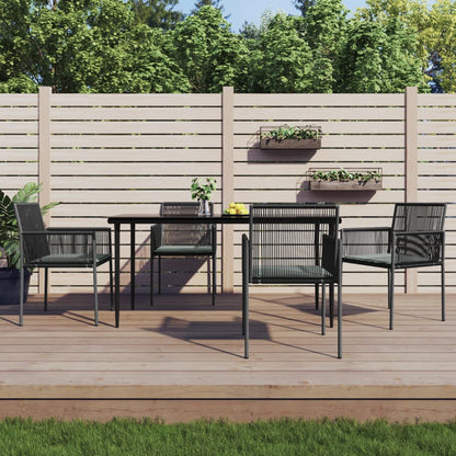 Set Pranzo Giardino 5 pz con Cuscini Polyrattan e Acciaio Nero | homemem39