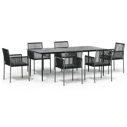 Set Pranzo Giardino 7 pz con Cuscini Polyrattan e Acciaio Nero - homemem39