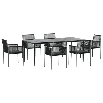 Set Pranzo Giardino 7 pz con Cuscini Polyrattan e Acciaio Nero - homemem39
