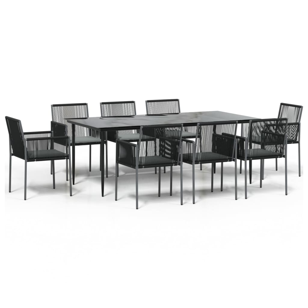 Set Pranzo Giardino 9 pz con Cuscini Polyrattan e Acciaio Nero - homemem39