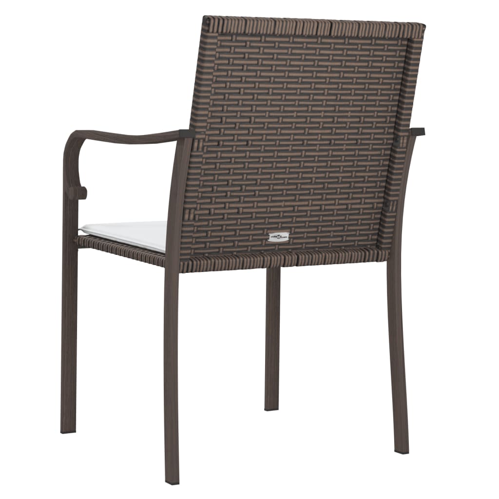 Sedie da Giardino con Cuscini 4pz Marroni 56x59x84cm Polyrattan - homemem39